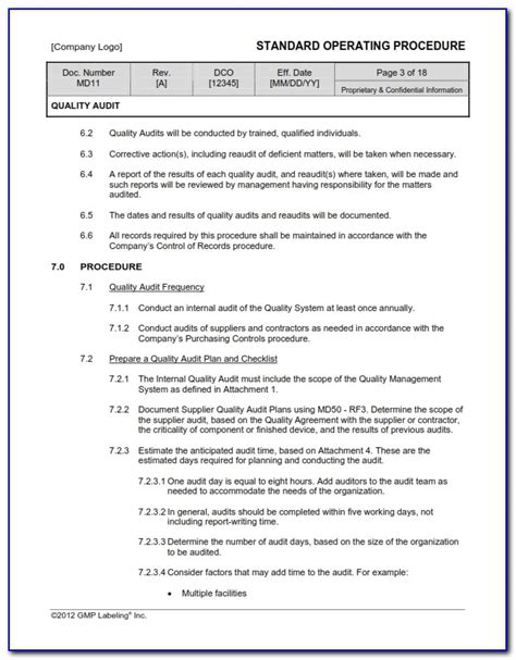 Accounting Standard Operating Procedure Template Hq P