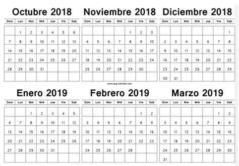 Editar Plantilla Calendario Png Octubre 2018 A Marzo 2019 Calendar