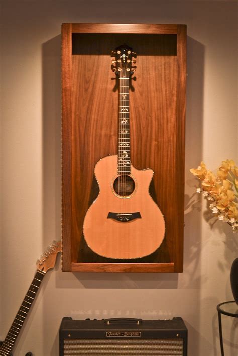 Walnut | Rectangle Wall Model | Guitar display case, Battery powered