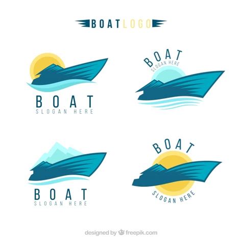 Selección De Logos De Barcos En Estilo Abstracto Descargar Vectores