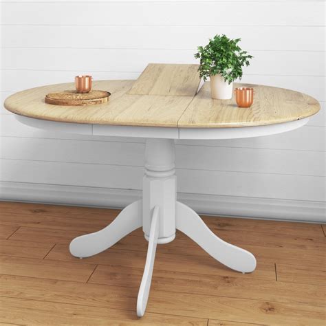 Rhode Island Solid Wood Extendable Round 6 Seater Dining Table in White