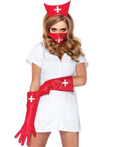 cosplay sexy adult nurse costumes for women psycho nurse sally costume uniform red mask gloves