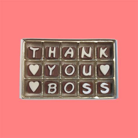 The best part is that you don't need to write a lengthy letter to express your thanks. Thank You Boss Cubic Chocolate Letter Gift by What Candy ...