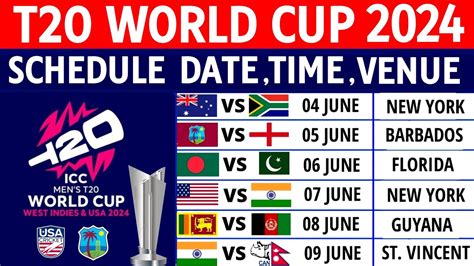 Icc T20 World Cup 2024 Schedule All Teams Venues Date Host Nations