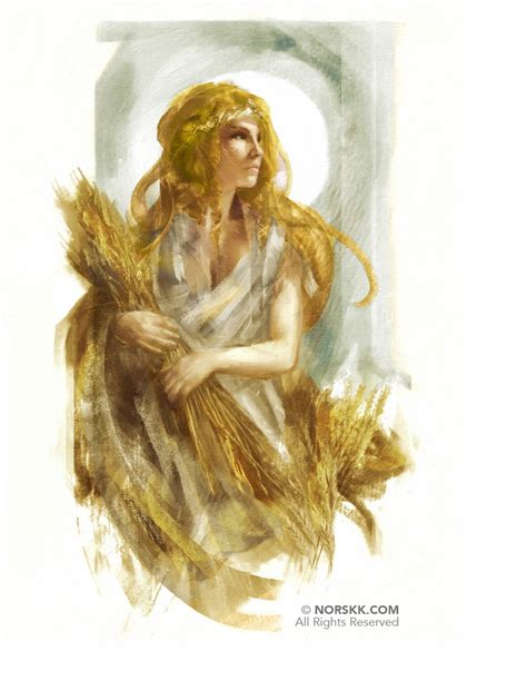 An Artistic Painting Of A Woman Holding Wheat