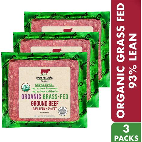 Marketside Butcher Organic Grass Fed Ground Beef 93 Lean 7 Fat 3
