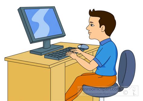 Computers Clipart Photo Image Teenage Male Student In