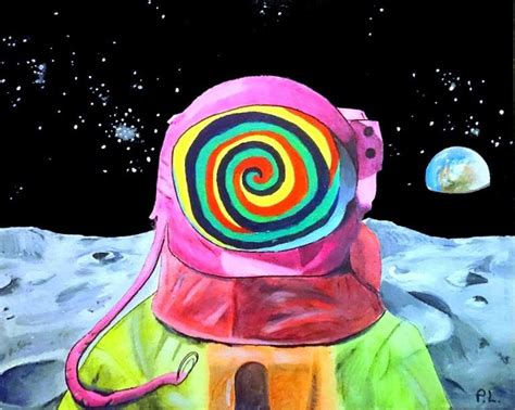 Psychedelic Astronaut Painting Trippy Painting Space Painting