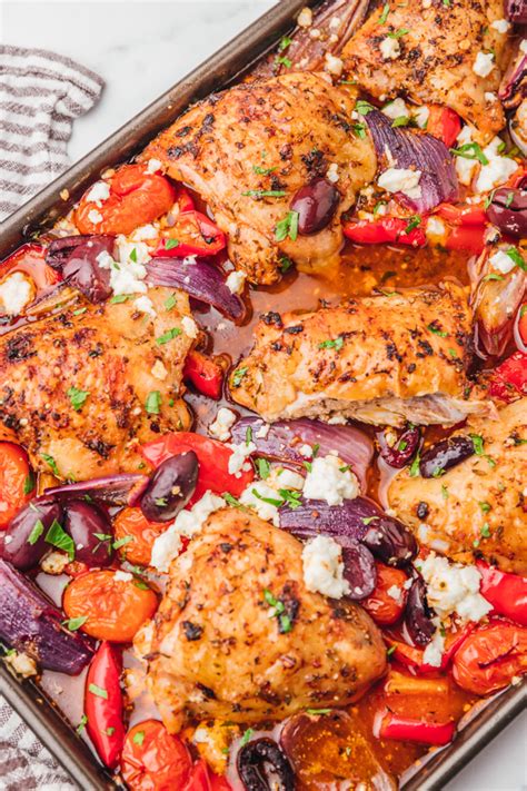 Greek Sheet Pan Chicken Recipe The Dinner Bite