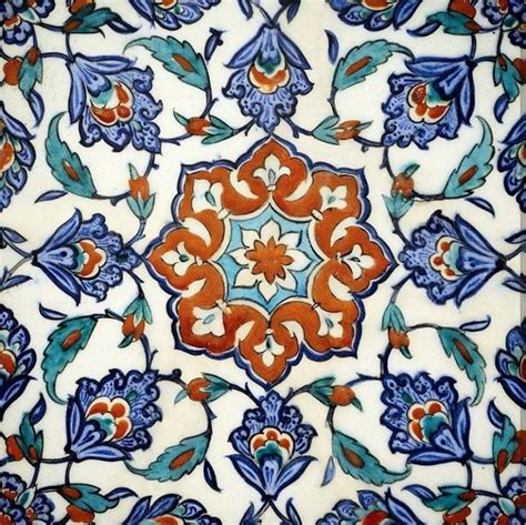 Traditional Turkish Iznik Wall Tile Designs Circa 1580 Glass Painting