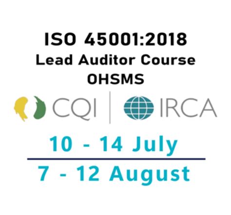 Iso 450012018 Irca Cqi Certified Lead Auditor Courseohsms Psb