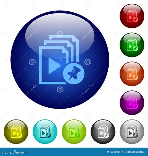 Pin Playlist Color Glass Buttons Stock Vector Illustration Of Glossy