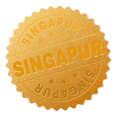 Golden Singapur Badge Stamp Stock Vector Illustration Of Caption