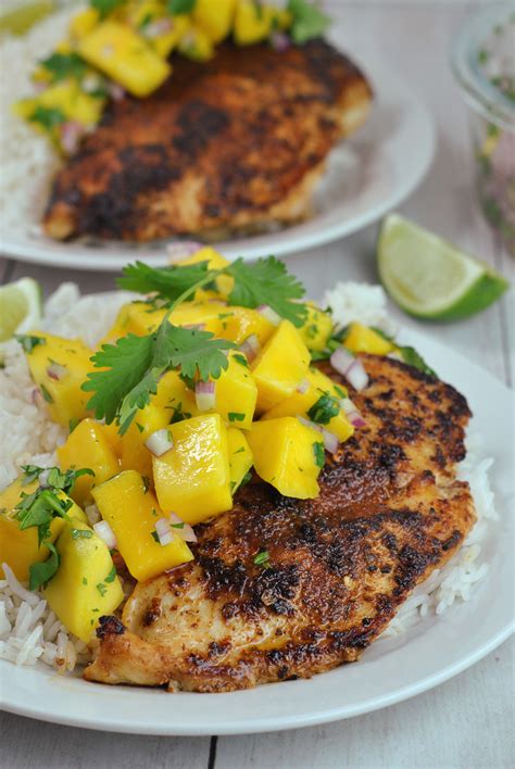 Jerk Chicken With Mango Salsa And Coconut Rice Prevention Rd