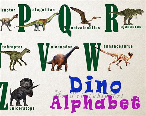 Dinosaur Alphabet Prints Preschool Printables Classroom Decor Etsy