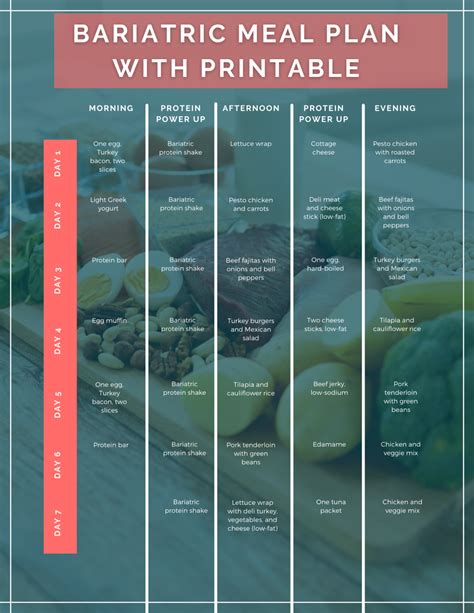 Bariatric Meal Plan With Printable