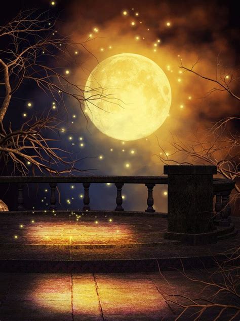 Mystic Night Scenery Moon Art Moonlight
