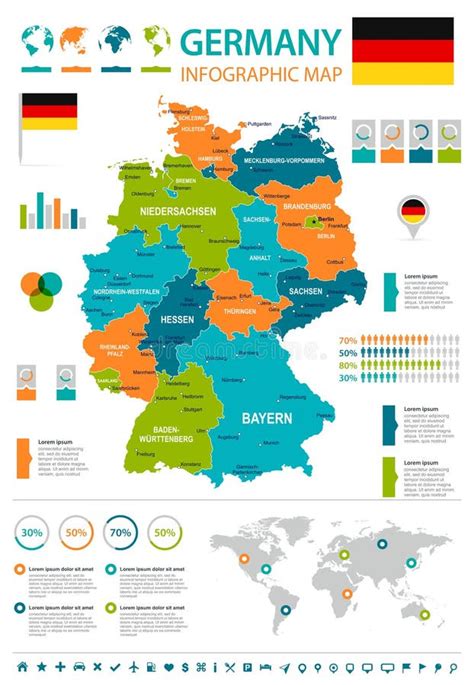 Niemcy Infographic Flaga I Mapa Ilustracja Ilustracji Ilustracja