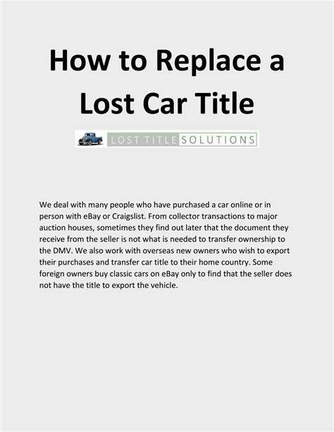 Ppt How To Replace A Lost Car Title Powerpoint Presentation Free