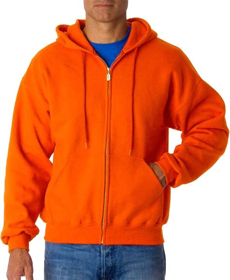 Gildan Adult Soft Pouch Pockets Full Zip Hooded Sweatshirt Safety Orange S At Amazon Men’s