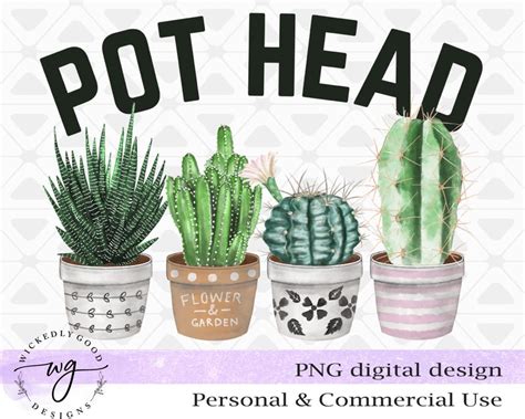 Pot Head Png Succulent Sublimation Design Gardening Etsy