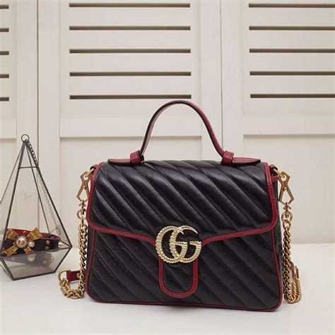 Gucci Gg Women Gg Marmont Small Top Handle Bag In Black Diagonal