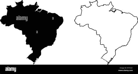 Simple Only Sharp Corners Map Of Brazil Vector Drawing Filled And