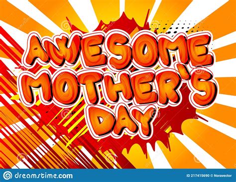 Awesome Mother`s Day Comic Book Style Text Stock Vector Illustration Of Decoration