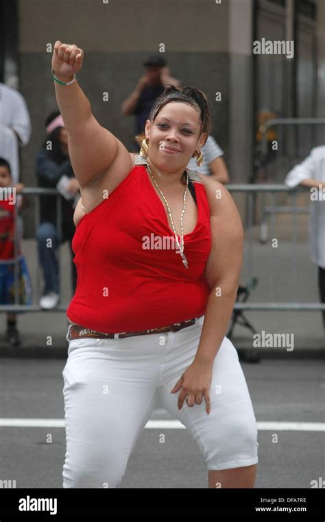 New York City USA An Oversized Girl Dancing Along The 5th Avenue