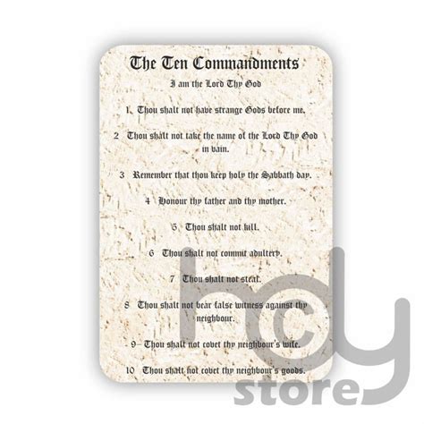 Ten Commandments Prayer Card