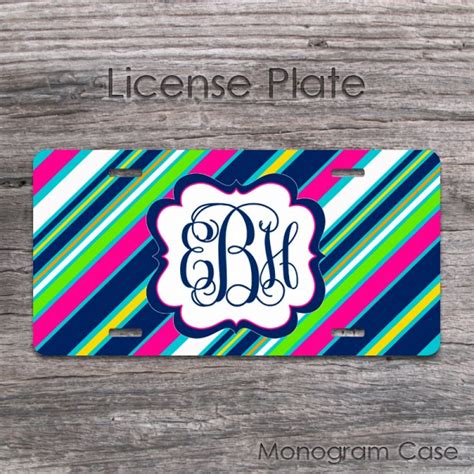 Colorful Stripes Modern Design Monogrammed Front License Plate