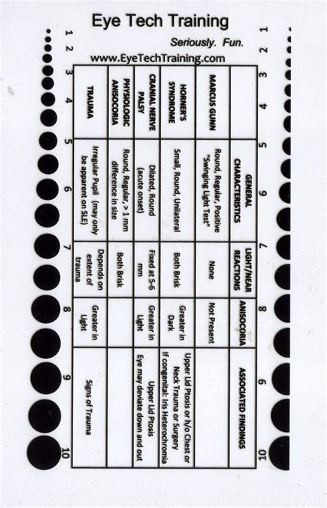 Printable Pupil Size Chart