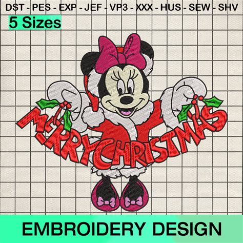 Minnie Mouse Christmas Vacation 2023 Embroidery Design Disney Mouse