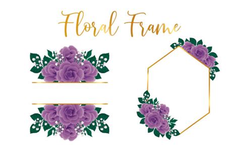 Floral Frame Invitation Purple Rose Svg Graphic By Dender Studio