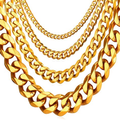 2 pieces hip hop gold chain costume, pincute 32 inch big chunky gold chain for men, 90s punk style turnover chain necklace for costume jewelry rapper 4.3 out of 5 stars 129 $15.99 Aliexpress.com : Buy U7 Cuban Link Chain Men Gold Color Stainless Steel Long/Choker Big Chunky ...