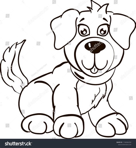 Outline Small Cartoon Dog Coloring Children Stock Vector Royalty Free