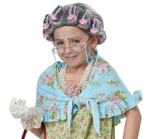 Old Lady Costume Kit Girls Halloween Party Supplies Ebay