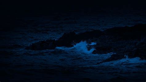 Ocean Waves Breaking On The Rocks At Night Stock Footage Videohive