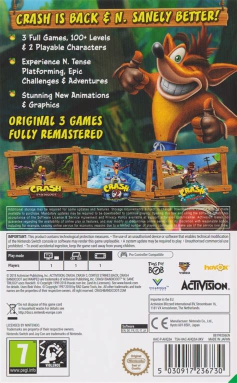 Crash Bandicoot N Sane Trilogy Box Shot For Xbox One Gamefaqs