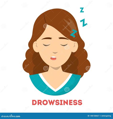 Woman Suffer From Drowsiness Tired Person Sleep Stock Vector