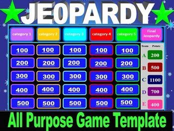 Round Jeopardy Review Game Template W Scoreboard Fun Tastic For All Subjects Jeopardy Game