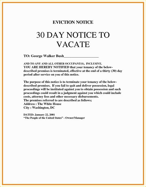 Free Eviction Notice Template California Of 30 Day Eviction Notice