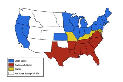 Civil War Map Union And Confederate States