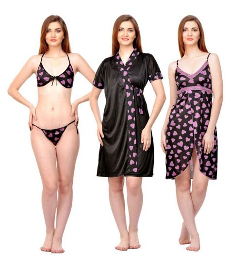 Buy Boosah Poly Satin Nighty And Night Gowns Multi Color Online At Best Prices In India Snapdeal