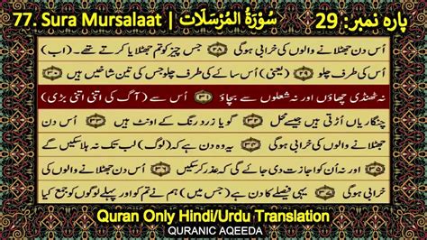 Quran 77 Surah Mursalat Justonly Urdu Translation Fateh Muhammad