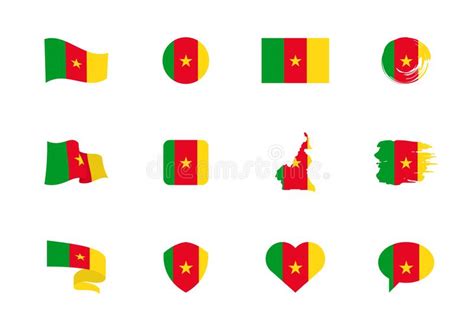 Cameroon Flag Flat Collection Flags Of Different Shaped Twelve Flat