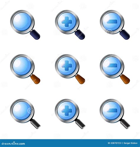 Realistic Vector Zoom Icons Set Stock Photos Image 33870723