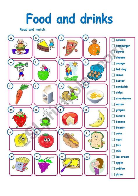 More Food And Drink Worksheets 167