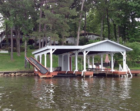 A Dock With A Slide Lakefront Living House Lake Cottage