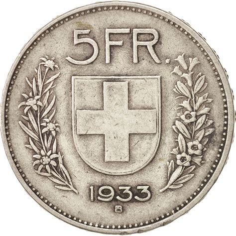 416922 Suisse 5 Francs 1933 Bern Ttb Argent Km40 Ttb 5